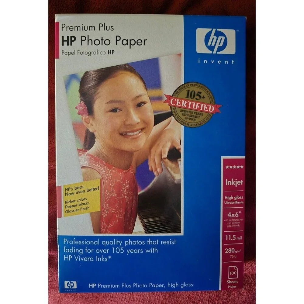 Premium Plus HP Photo Paper 20 sheets Inkjet Glossy Card Stock 11.5 Mil 4